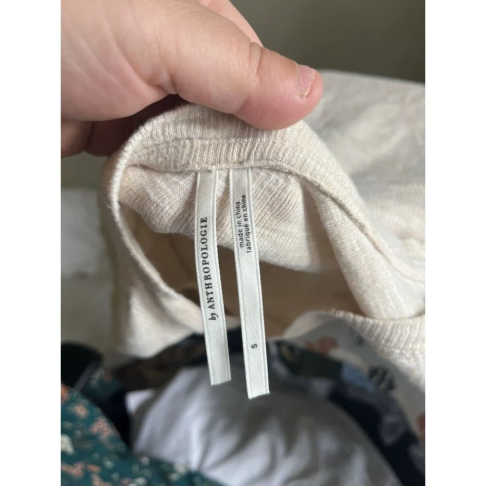 Anthropologie Ribbed Beige Top Women Small